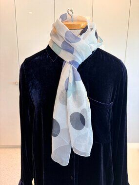 Silk Polka Dot Scarf, 60" x 17"